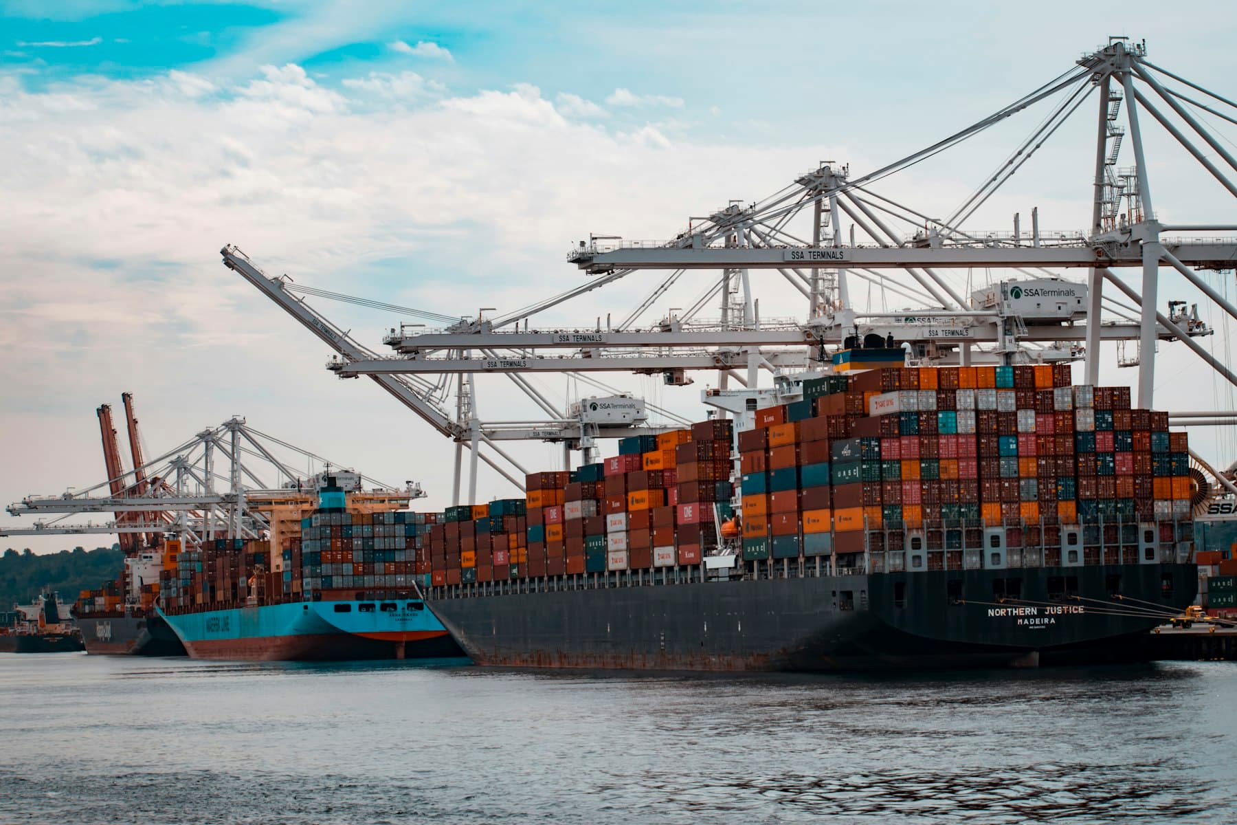 Container ship at port