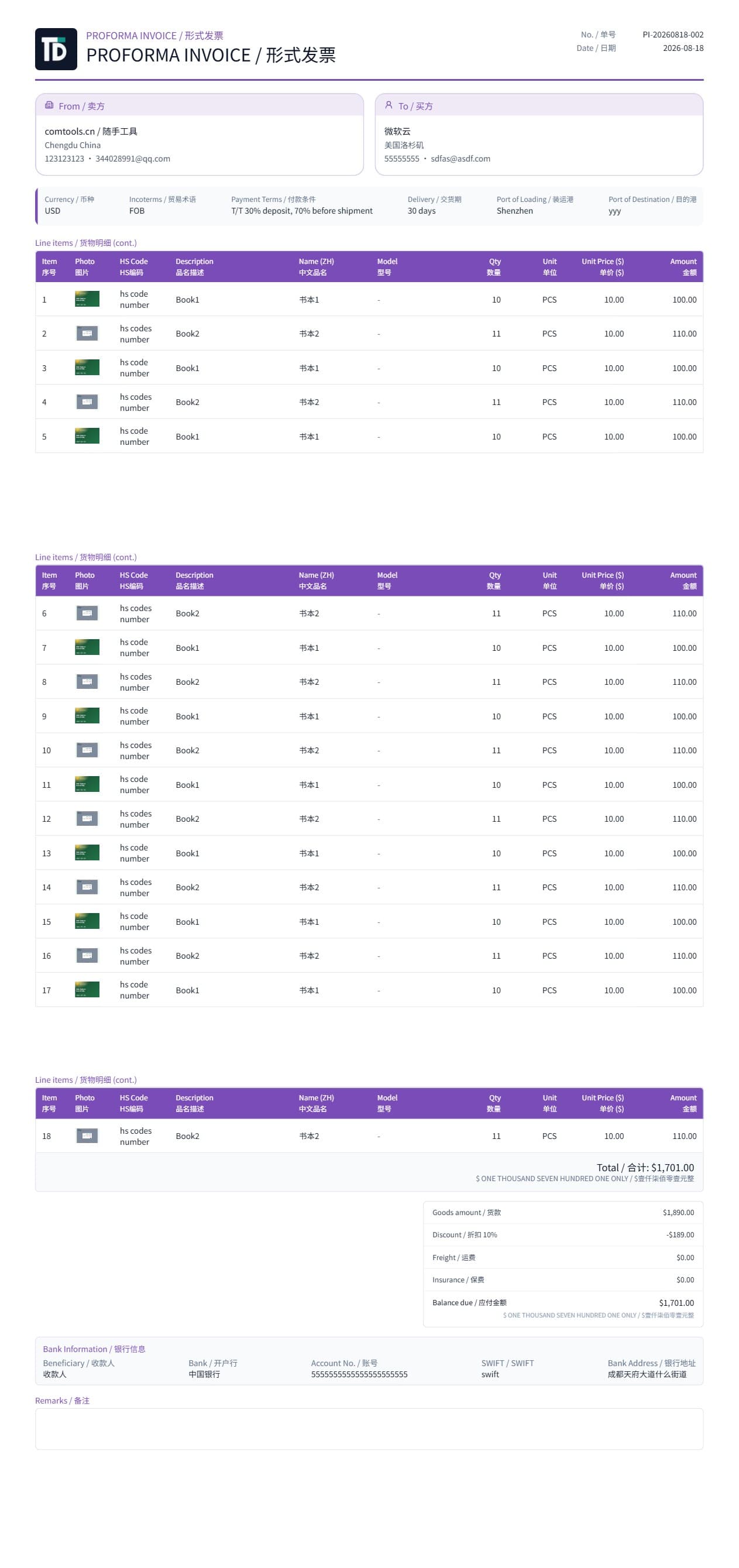 Proforma Invoice